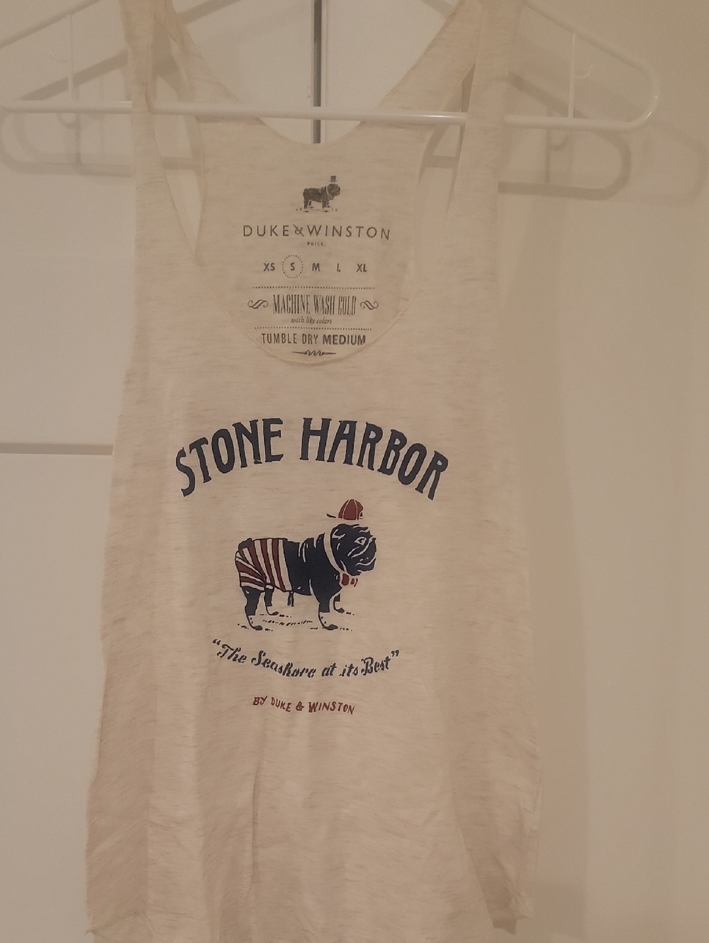 Stone Harbor Graphic Tank Top - Cream with Navy & Red Print